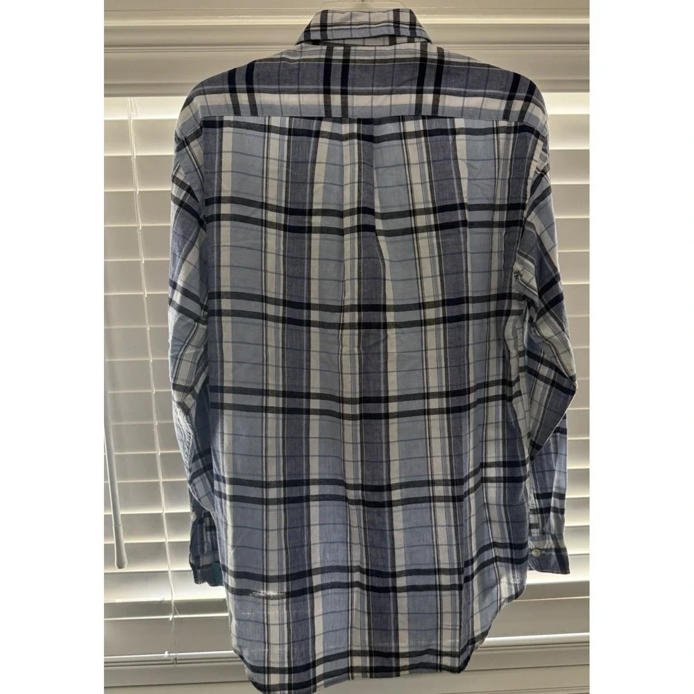 Ralph Lauren Polo Boy's Blue Plaid Cotton Button Down Shirt Size XL 20 Preppy